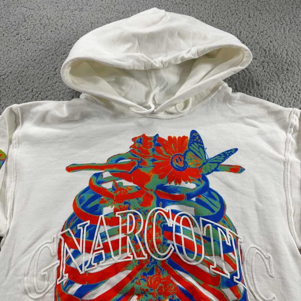 Gnarcotic Street Addict White Skeleton Rib Cage Graphic Hoodie Mens Small